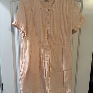 Faherty Peach Button-Down Romper